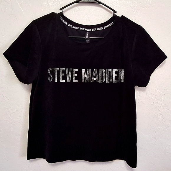 Steve Madden Tops - Steve Madden Black Velvet Women's T-shirt Size M